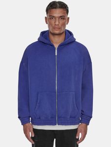bequemer Dropsize Herren Hoodie Reißverschluss Rippbündchen mit Baumwolle Blau