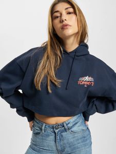 weicher Tommy Jeans Damen Hoodie Kordelzug Rippbündchen mit Baumwolle Blau