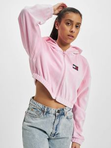 Modern Tommy Jeans women's hoodie, large hood, drawstring, pink