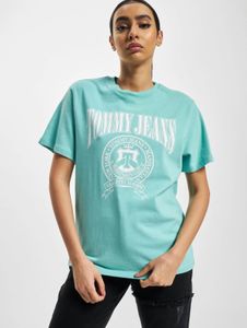 Camiseta deportiva extragrande de algodón para mujer de Tommy Jeans, color turquesa.