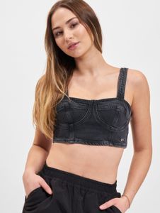 T-shirt stretch Tommy Jeans pour femme, en coton noir.