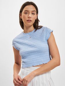 Camiseta deportiva Tommy Jeans para mujer, corte ajustado, algodón, azul.