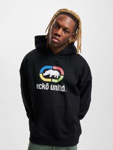 lässiger Ecko Unltd. Herren Hoodie große Kapuze Rippbündchen 460 g/m² mit Baumwolle Schwarz