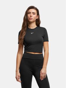 sportliches NIKE Damen T-Shirt Stretch Slim Fit Schwarz/Weiß