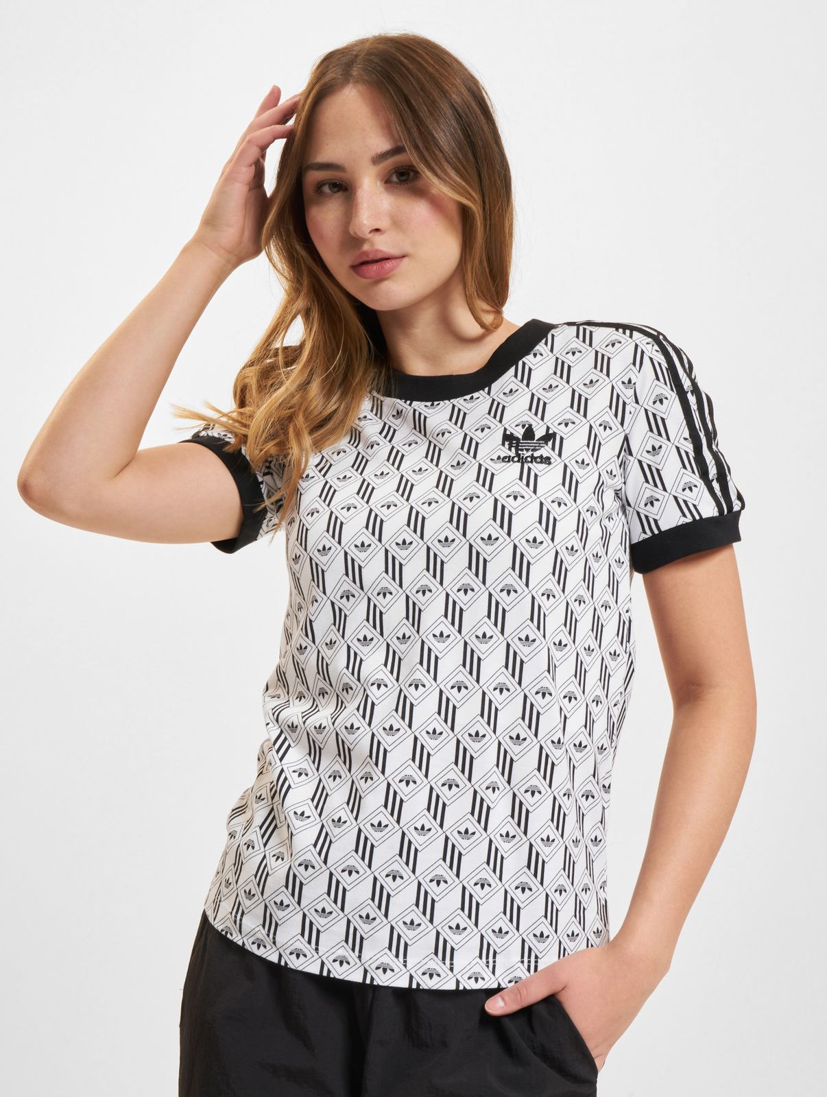 adidas Damen T-Shirt mit Reißverschluss und Baumwolle