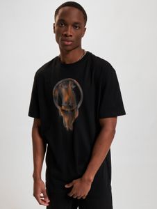 modernes Forgotten Faces Herren T-Shirt Rippbündchen Oversize mit Baumwolle Schwarz