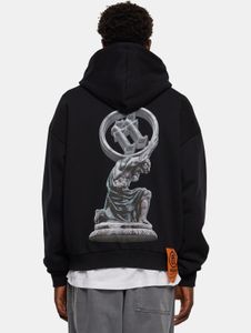 Felpa con cappuccio da uomo Modern Forgotten Faces con polsini e cappuccio a coste, cotone 460 g/m², nera