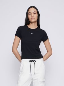 T-shirt sportiva da donna NIKE in cotone, nera/bianca