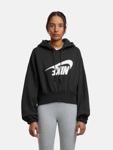 moderner NIKE Damen Hoodie Kordelzug Rippbündchen mit Baumwolle Schwarz