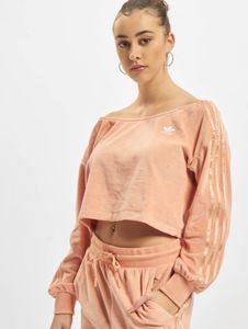 Casual adidas women's ribbed knit sweatshirt with cotton, antique pink