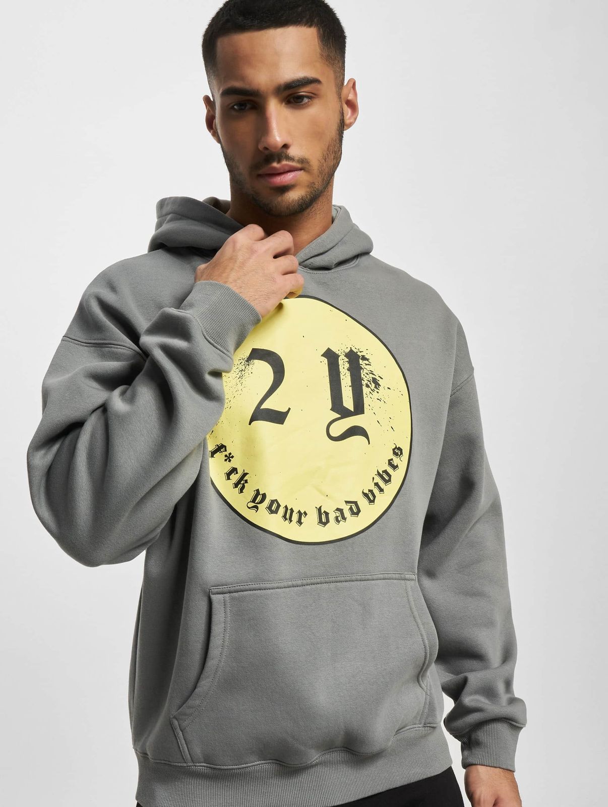 2Y Studios Herren Hoodie Oversize Baumwolle Grau