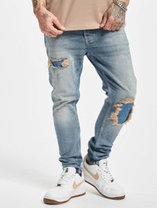 stylische 2Y Premium Herren Jeans Skinny Fit Stretch Reißverschluss mit Baumwolle Blau