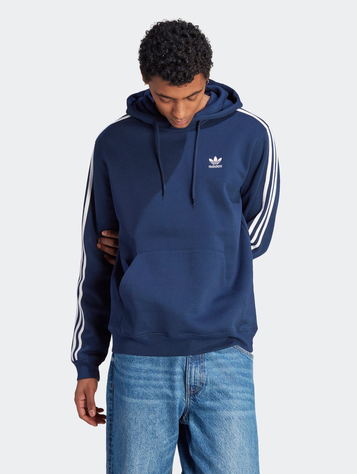 Comoda felpa con cappuccio da uomo Adidas in cotone, blu