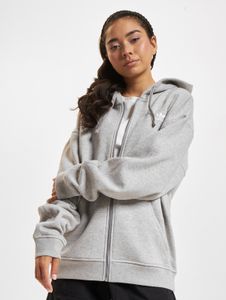 moderner adidas Damen Hoodie Kordelzug Reißverschluss mit Baumwolle Grau