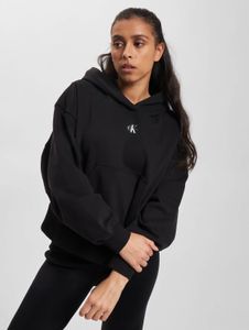 Comfortable Calvin Klein women's ribbed knit hoodie with cotton hood, black
