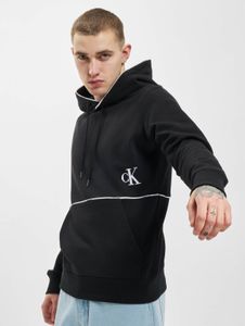 Comfortable Calvin Klein men's hoodie with drawstring and ribbed cuffs, cotton, black