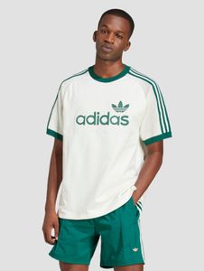 modernes adidas Herren T-Shirt mit Baumwolle Ecru-Weiß