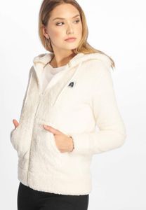 lässiger Just Rhyse Damen Hoodie Kordelzug Reißverschluss Ecru-Weiß