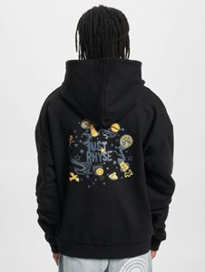 Comfortable Just Rhyse men's hoodie with large hood, ribbed cuffs, and cotton lining, black