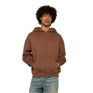 Felpa casual da uomo Just Rhyse con polsini e cappuccio a coste, cotone 460 g/m², marrone