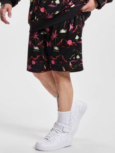 sommerliche Just Rhyse Herren Shorts Kordelzug Taschen mit Baumwolle Schwarz