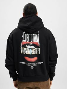 weicher Lost Youth Herren Hoodie große Kapuze Kapuze 460 g/m² mit Baumwolle Schwarz