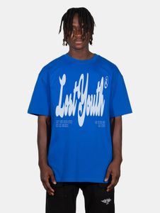 sportliches Lost Youth Herren T-Shirt Oversize 240 g/m² mit Baumwolle Blau