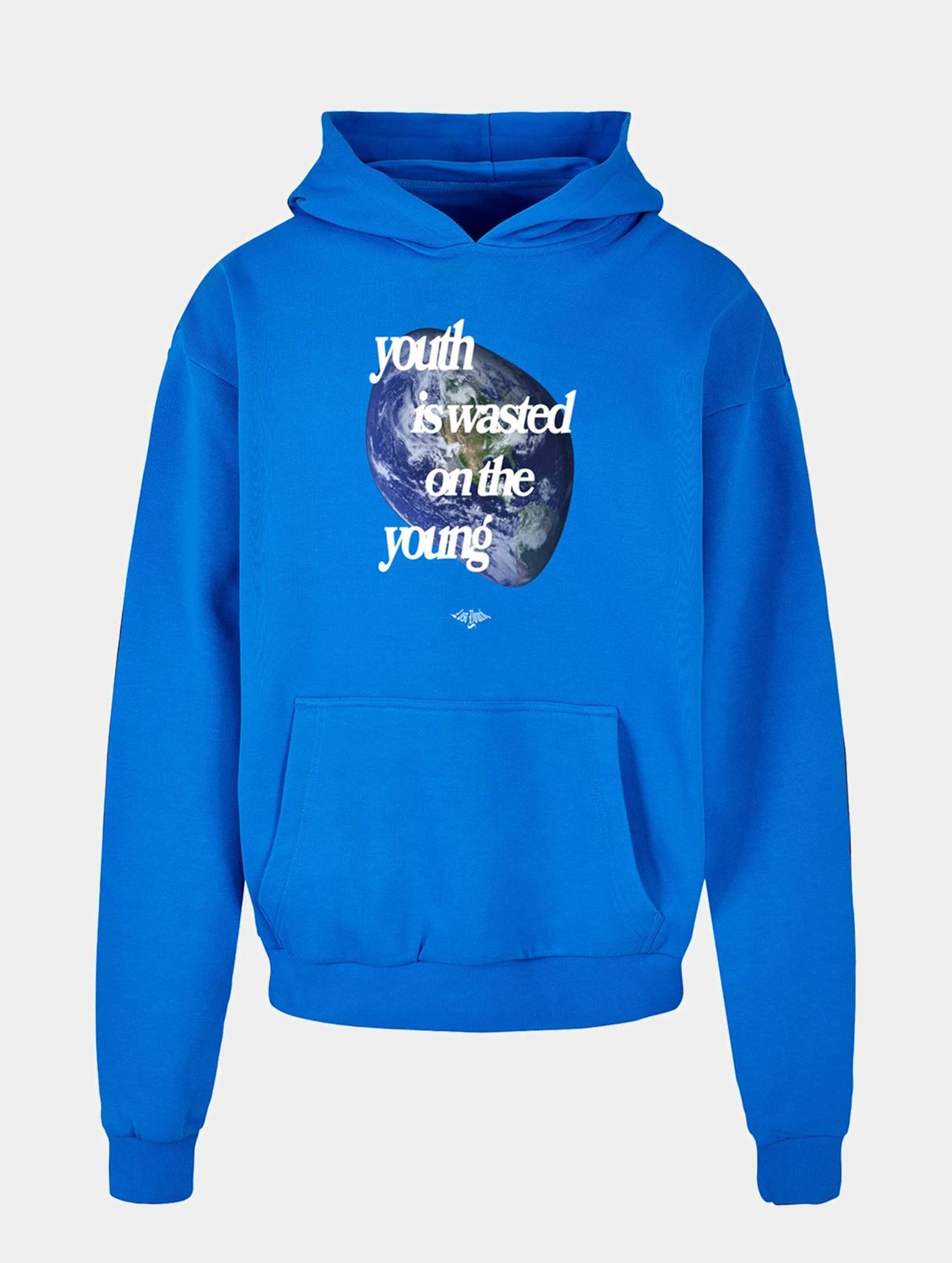 Lost Youth Herren Hoodie Kapuze Oversize Baumwolle Blau