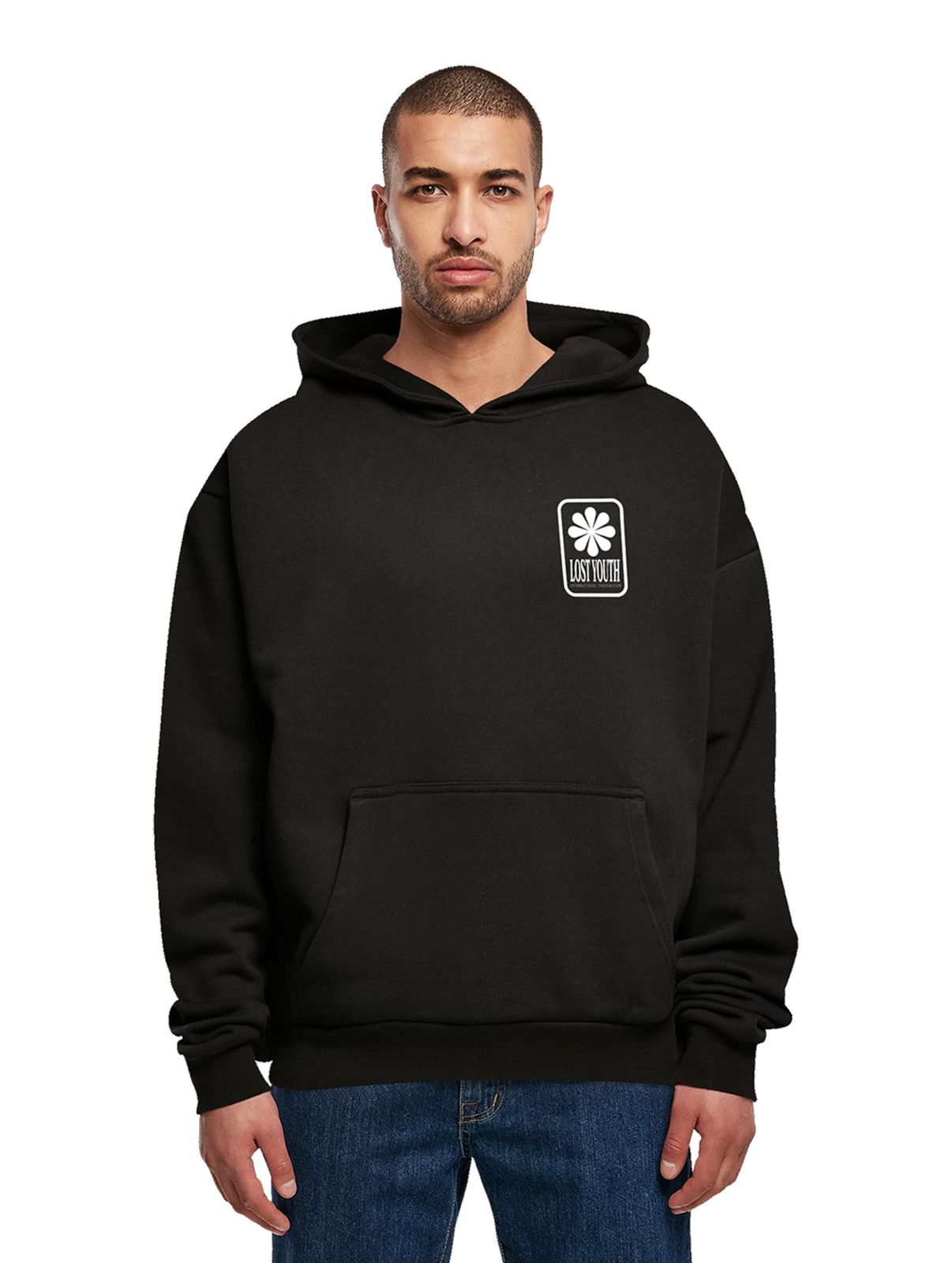Lost Youth Herren Hoodie Baumwolle Schwarz