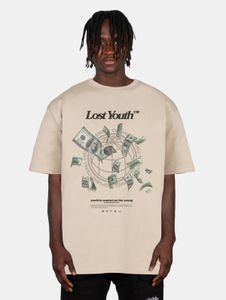 lässiges Lost Youth Herren T-Shirt Oversize 240 g/m² mit Baumwolle Beige