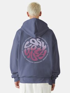 bequemer Lost Youth Herren Hoodie Rippbündchen Kapuze 460 g/m² mit Baumwolle Blau