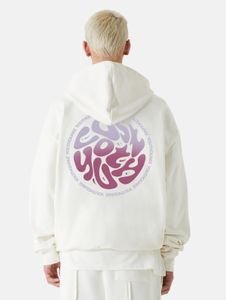 Felpa con cappuccio da uomo Lost Youth, morbida, con polsini e cappuccio a coste, 460 g/m², cotone, bianca.
