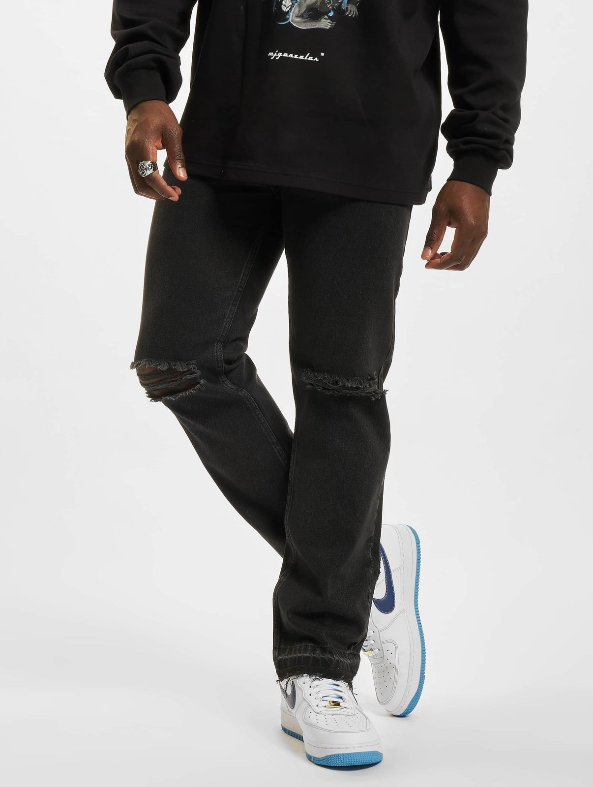 MJ Gonzales Herren Jeans Baumwolle Schwarz