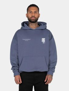 moderner MJ Gonzales Herren Hoodie große Kapuze Rippbündchen 460 g/m² mit Baumwolle Blau