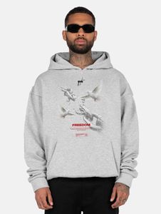 Comoda felpa con cappuccio oversize da uomo MJ Gonzales, 460 g/m², in cotone, grigia