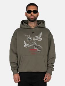 Sweat à capuche doux MJ GONZALES pour homme, 460 g/m², en coton kaki