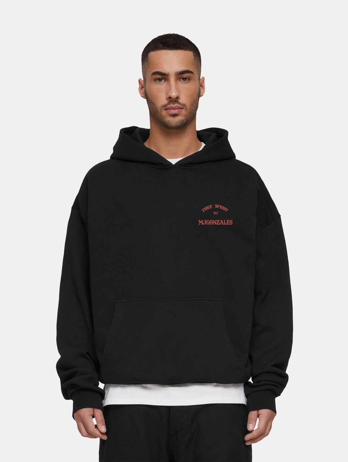 MJ Gonzales Herren T-Shirt mit Kapuze aus Baumwolle Schwarz