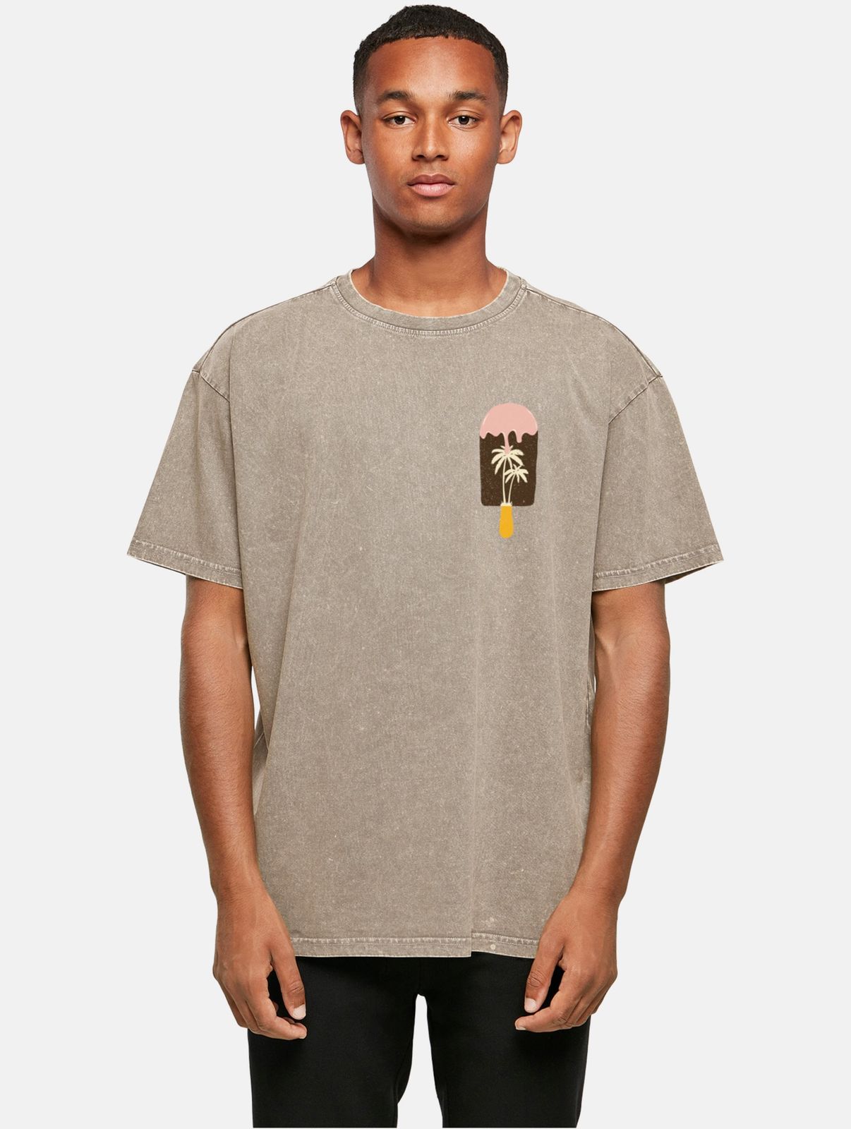 bequemes POD Herren T-Shirt Oversize 240 g/m² mit Baumwolle Khaki
