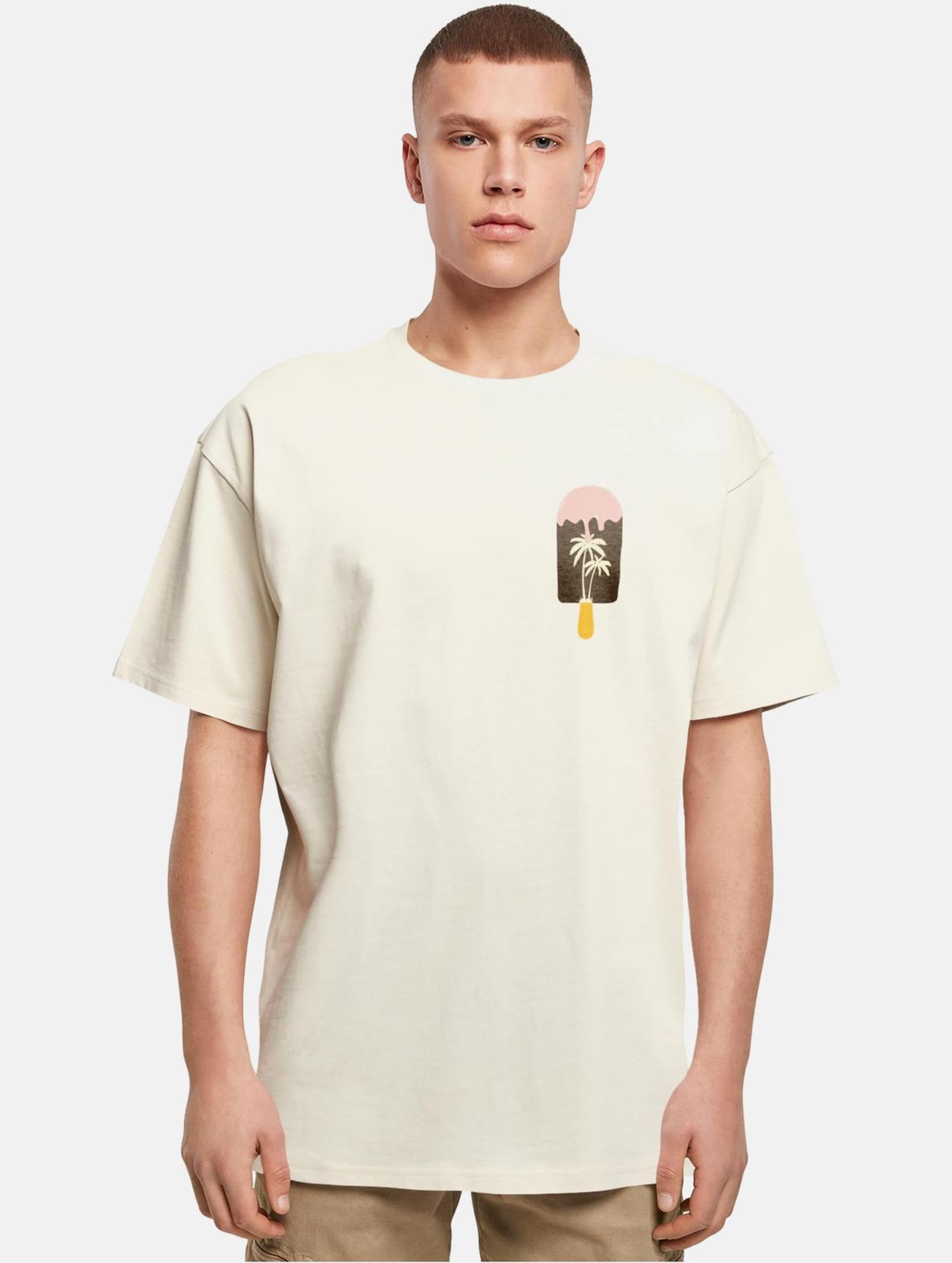 lässiges Merchcode Herren T-Shirt Oversize 240 g/m² mit Baumwolle Beige