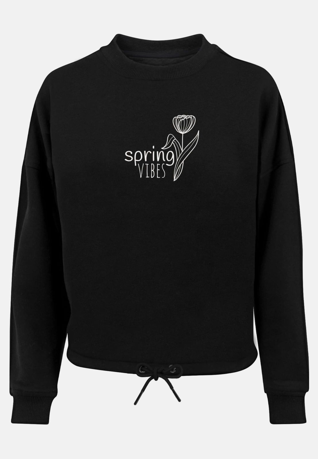 POD Damen Sweatshirt mit Baumwolle Schwarz
