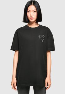 T-shirt sportiva da donna Merchcode, polsini a coste, vestibilità oversize, 220 g/m², cotone, nera