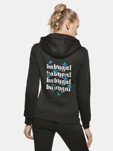 weicher Miss Tee Damen Hoodie Rippbündchen Kapuze 300 g/m² mit Baumwolle Schwarz
