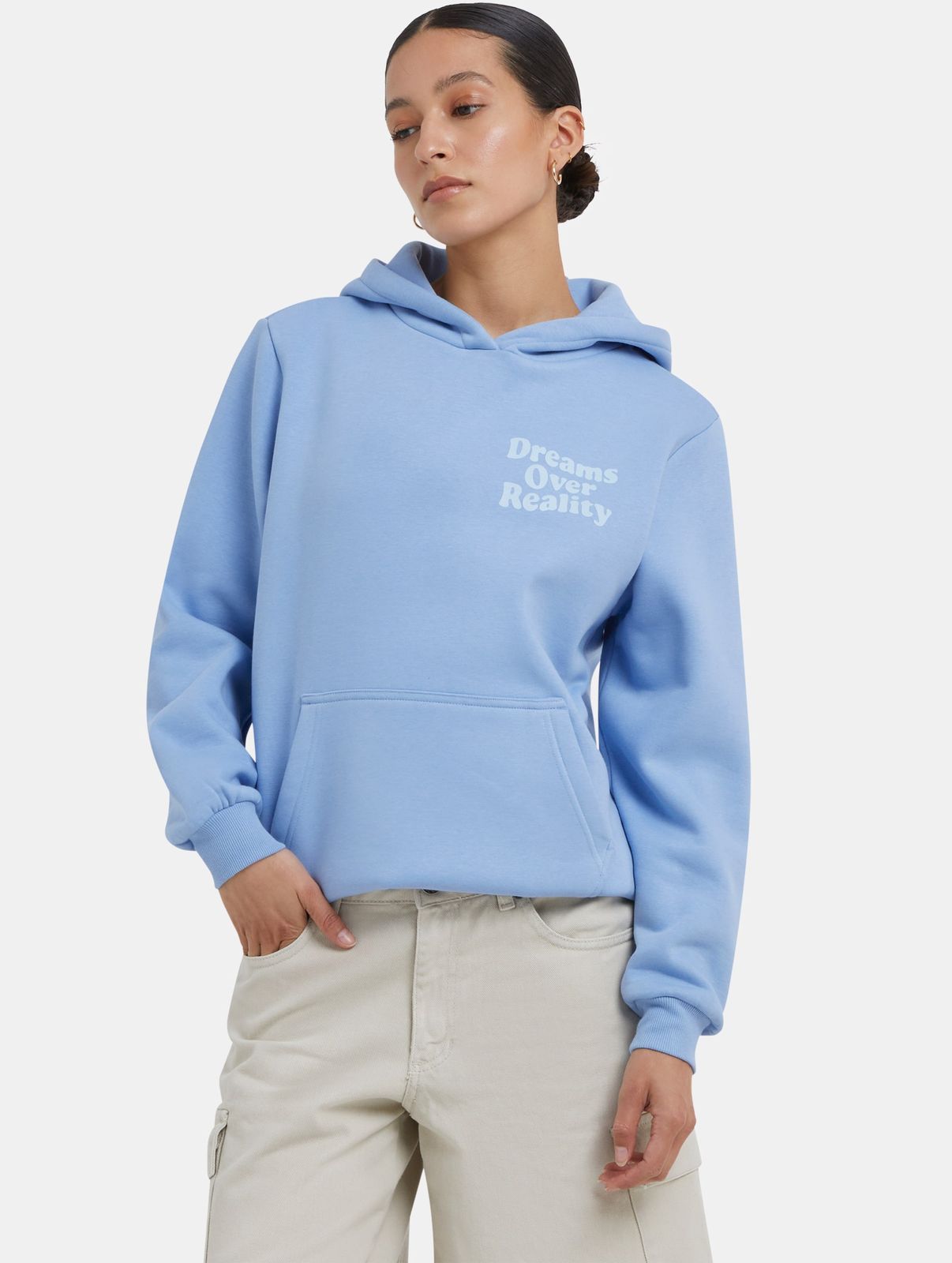 Miss Tee Damen Hoodie mit Baumwolle Blau
