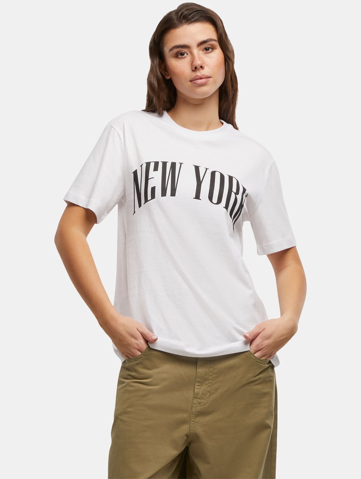 Miss Tee Damen T-Shirt Oversize Baumwolle Weiß