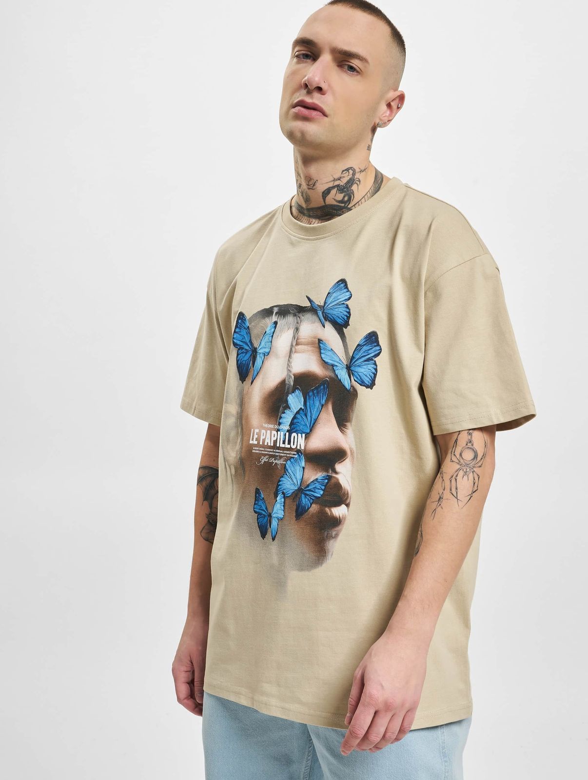 Mister Tee Herren T-Shirt aus Baumwolle in Beige