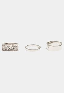 modernes Mister Tee Unisex Ring-Set Silber