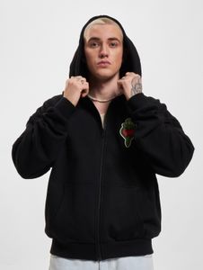 moderner Mister Tee Herren Hoodie große Kapuze Reißverschluss mit Baumwolle Schwarz