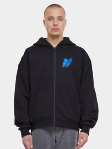 lässiger Mister Tee Herren Hoodie große Kapuze Reißverschluss 460 g/m² mit Baumwolle Schwarz