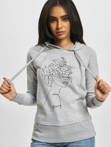 Comfortable Mister Tee women's hoodie with drawstring, ribbed knit with cotton, grey