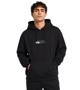 Lässiger Mister Tee Herren Hoodie Kapuzenpullover mit Print, Kängurutasche & Tunnelzug Schwarz
